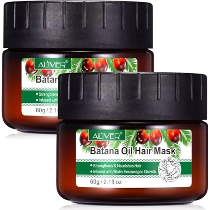 P-Beauty Haarmaske mit Batana Öl, Intensivpflege für Haarwachstum & gegen Haarausfall, vegan, 2x60g – Bild 1