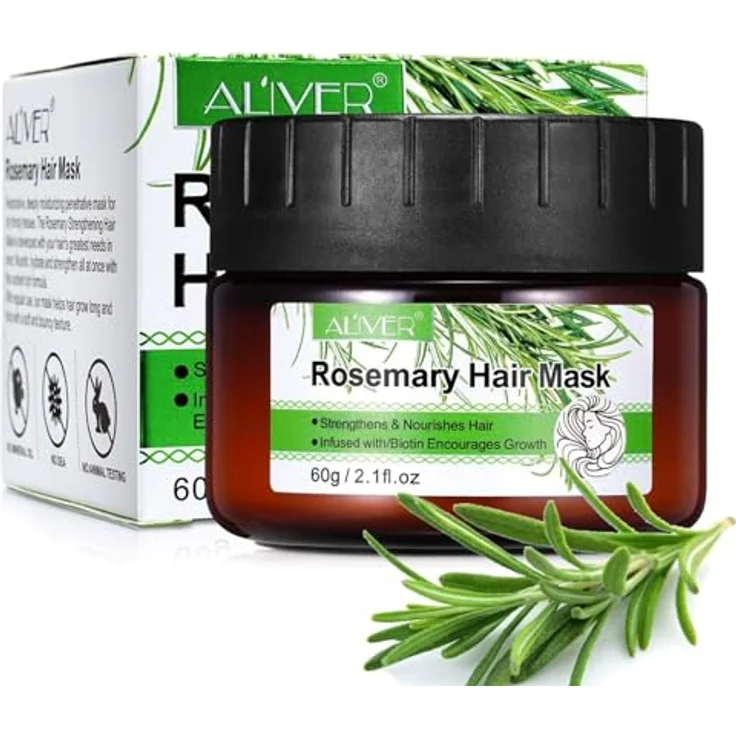 P-Beauty Rosmarin Haarmaske 60g - Intensive Haarkur für trockenes, krauses & gefärbtes Haar | Bio & vegan, Anti-Spliss, repariert und schützt Haarstruktur, erfrischendes Minz-Aroma – Bild 1