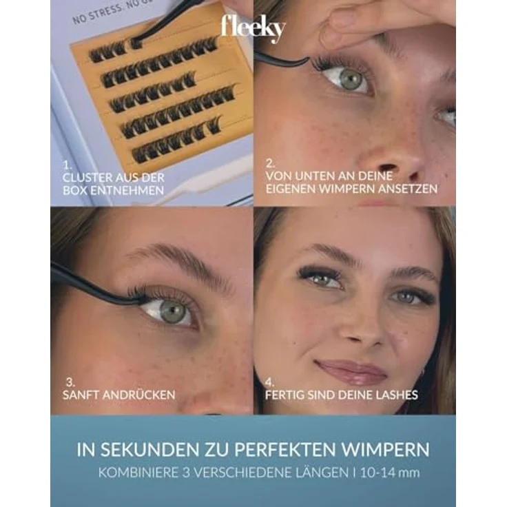 fleeky Press-On Lashes Glam, voluminöse Wimpern mit selbstklebender W-Bonding-Technologie, bis zu 3 Tage Halt – Bild 5