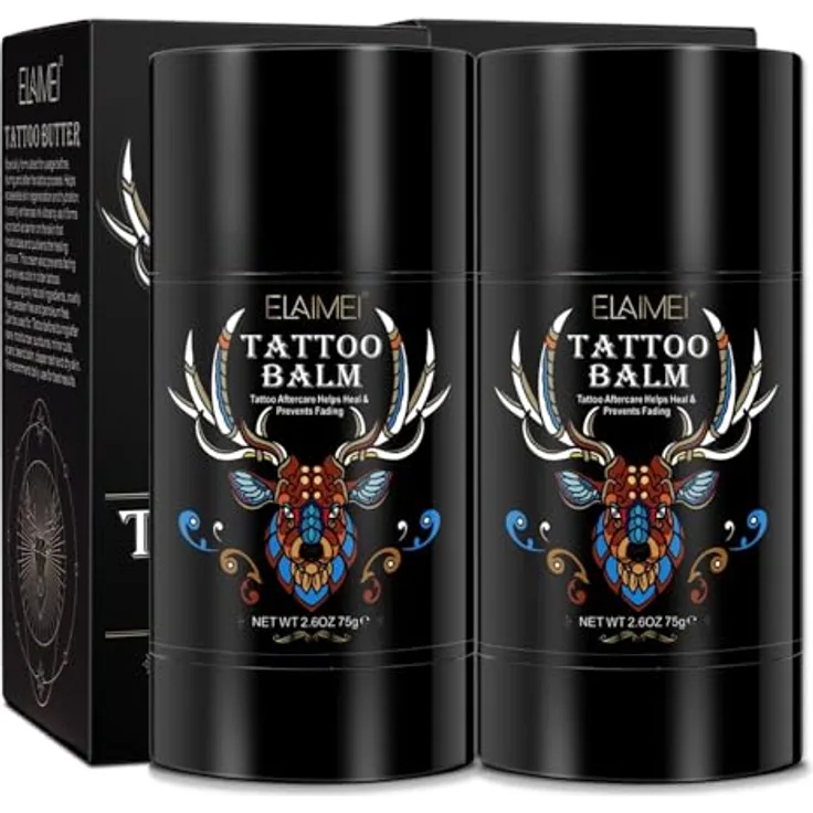 P-Beauty 2x Tattoo Butter Balsam, Pflegecreme mit Vitamin E, 75g - Aftercare für Tätowierungen, unterstützt Heilung & Feuchtigkeit, Schutz gegen Austrocknen, Minzaroma