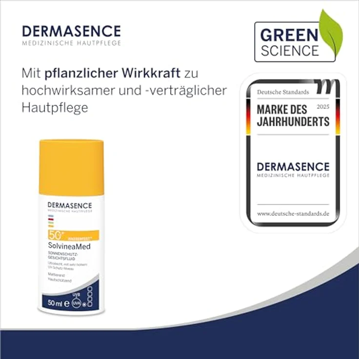 DERMASENCE SolvineaMed Sonnenschutz-Gesichtsfluid LSF50, 50 ml - Wasserfest, ultraleicht, parfümfrei mit mattierendem Effekt und sehr hohem UV-Schutz – Bild 5