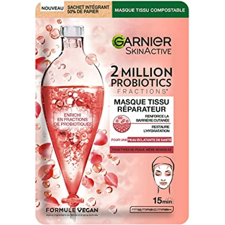 Garnier SkinActive – Probiotika-Gesichtsmaske – reparierend & feuchtigkeitsspendend – vegane Formel – 29 g