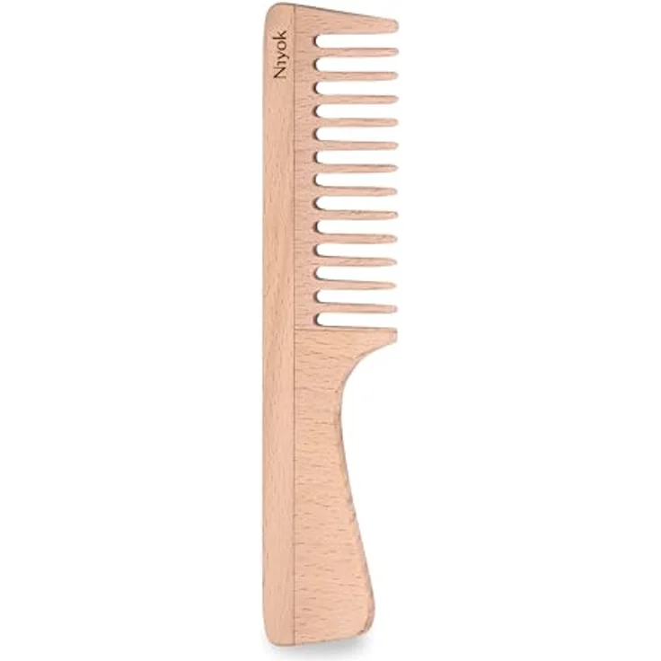 Niyok® Holzkamm mit Griff • Nachhaltiger Buchenholz Kamm für alle Haartypen • 19cm mittlere Zahnung • Antistatisch, umweltfreundlich & vegan – Bild 1