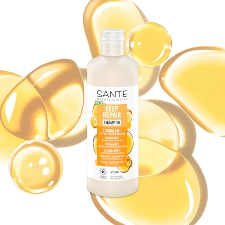 SANTE Naturkosmetik Deep Repair Shampoo Squalan + 3-Fach Protein Komplex, veganes Pflegeshampoo für geschmeidiges und glänzendes Haar, 500 ml – Bild 3