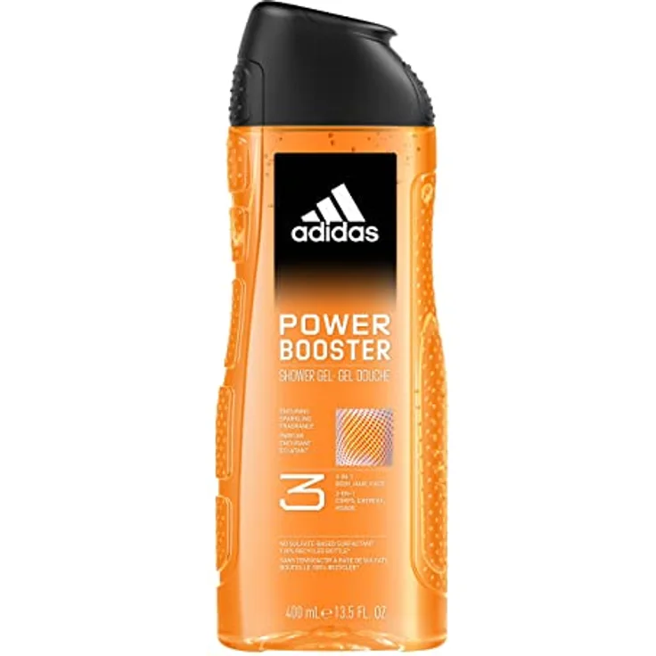 Adidas POWER BOOSTER SHOWER GEL 400ML, 3-in-1 Duschgel für Körper, Haar und Gesicht