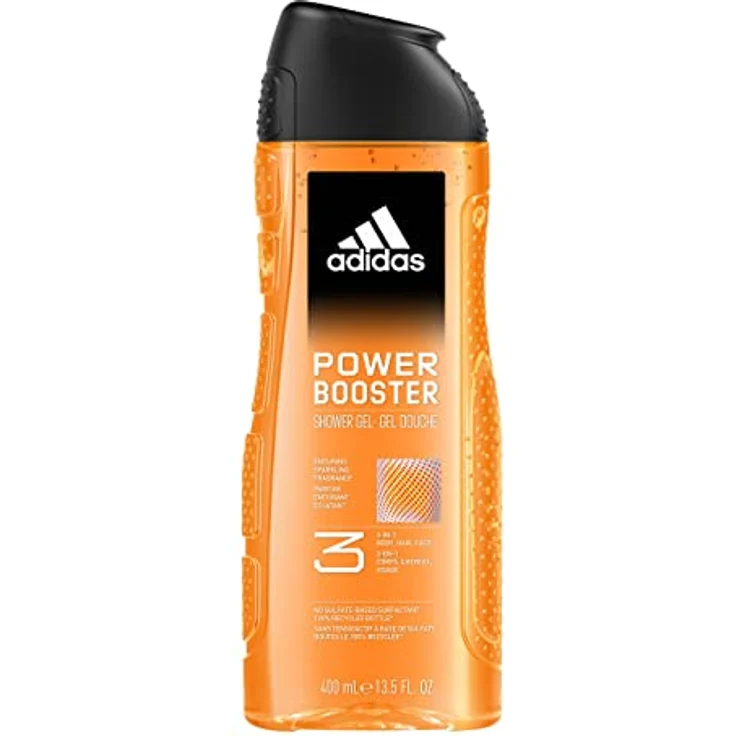 Adidas POWER BOOSTER SHOWER GEL 400ML, 3-in-1 Duschgel für Körper, Haar und Gesicht