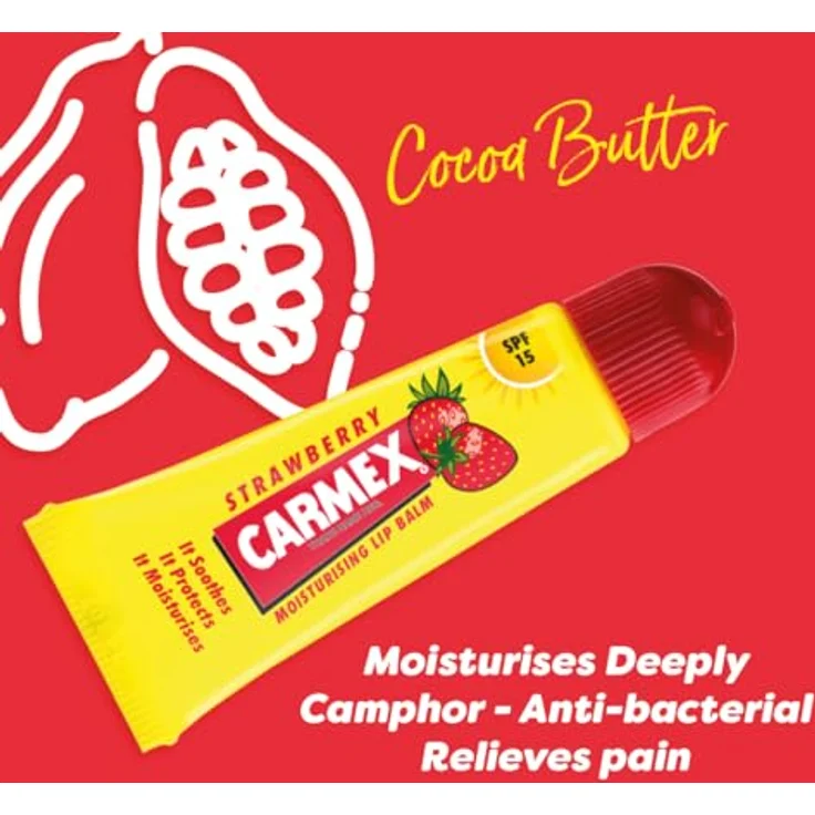 Carmex Strawberry Lindernder Lippenbalsam In Der Tube Mit Erdbeeraroma Spf15 10 g Für Frauen – Bild 6