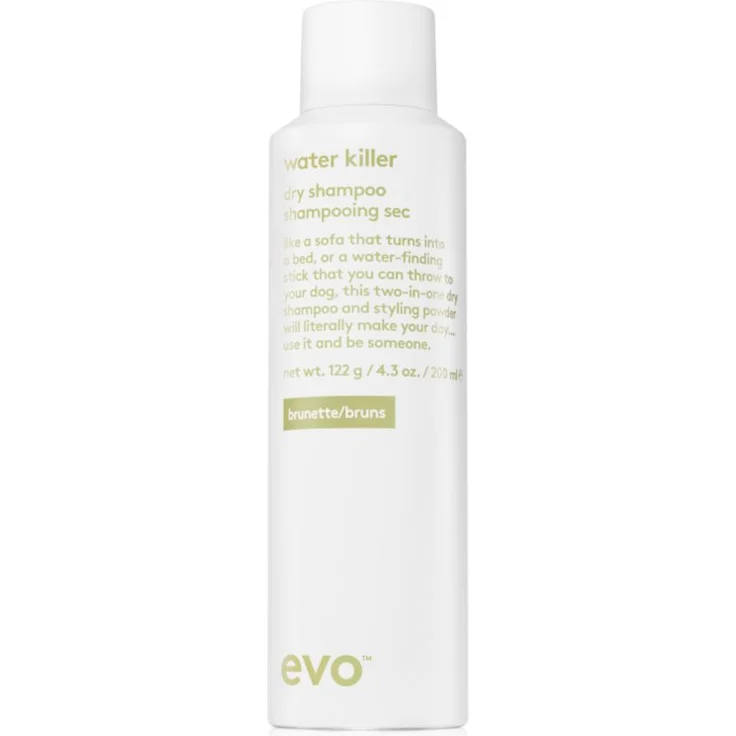 EVO Style Water Killer Trockenshampoo für dunkles Haar, 200 ml, absorbiert Fett, verleiht Volumen und Duft