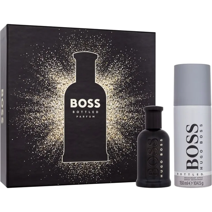 Hugo Boss Bottled Parfum Geschenkset, 50 ml Parfüm + 150 ml Deodorant Spray, holzige und amberduftende Noten