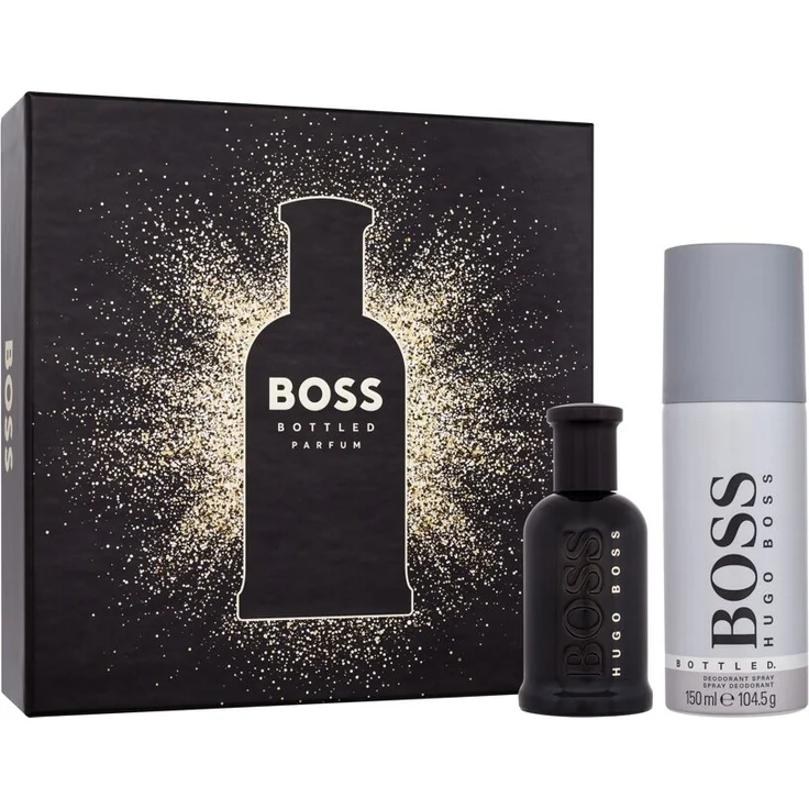 Hugo Boss Bottled Parfum Geschenkset, 50 ml Parfüm + 150 ml Deodorant Spray, holzige und amberduftende Noten