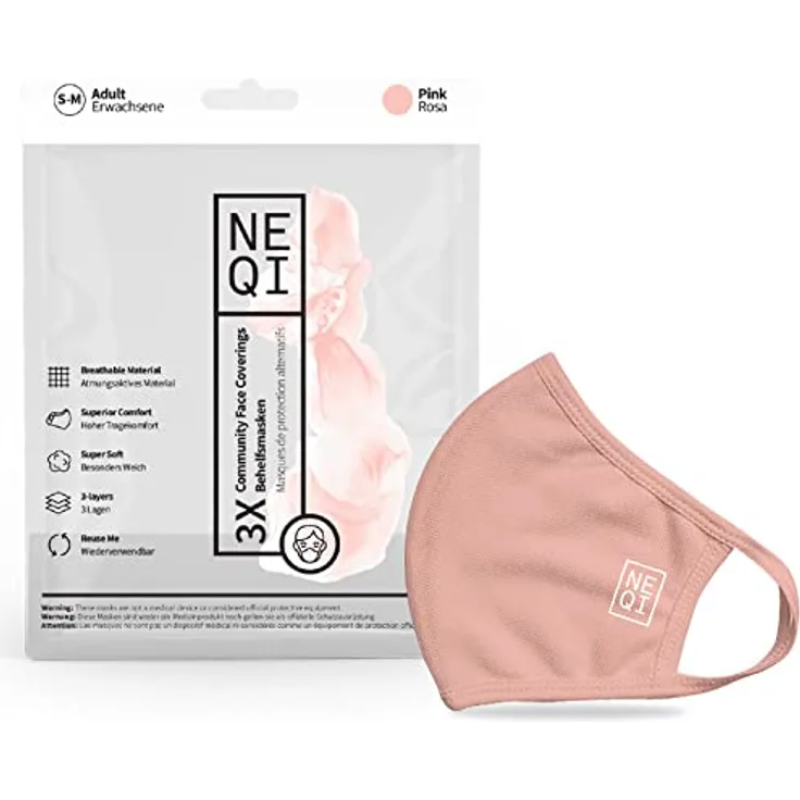 NEQI Community Pink S-M Behelfsmaske 3 Stück