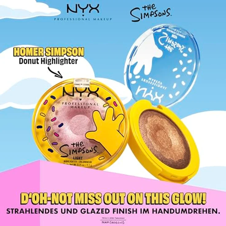 NYX Professional Makeup The Simpsons Highlighter, Highlighter Farbton Donut Mind If I Do, 7.1 g mit lichtreflektierenden Pigmenten für strahlenden Glow – Bild 5