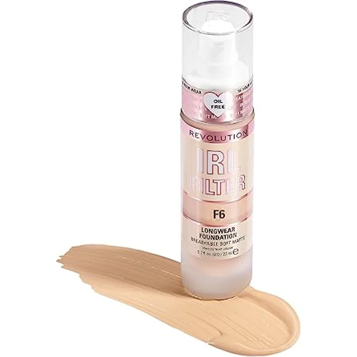 Makeup Revolution, IRL Filter Longwear Foundation, Medium to Full Coverage, F6, 23ml