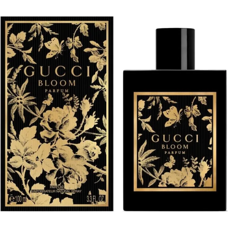 Gucci Bloom Parfum 100 ml, Damenduft mit Amber-Bouquet und Nachtblühendem Jasmin, schwarzer Flakon