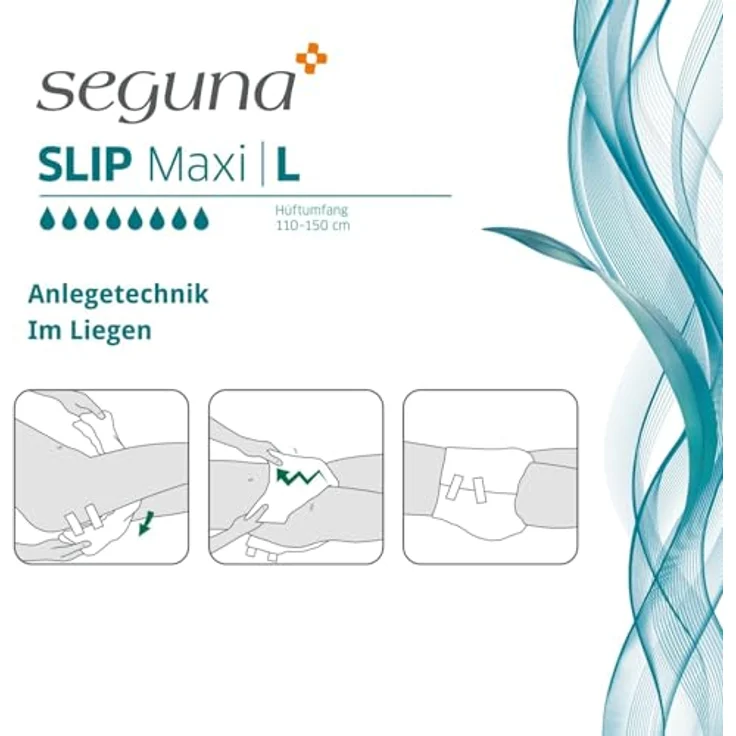 Seguna SEGUNA Slip Maxi, Inkontinenz Windeln für Erwachsene, Frauen, Männer, XL,  Beutel 16 Stück, sehr schwere Blasen- und Stuhlinkontinenz, Saugleistung 3.900 ml - 4.100 ml – Bild 4