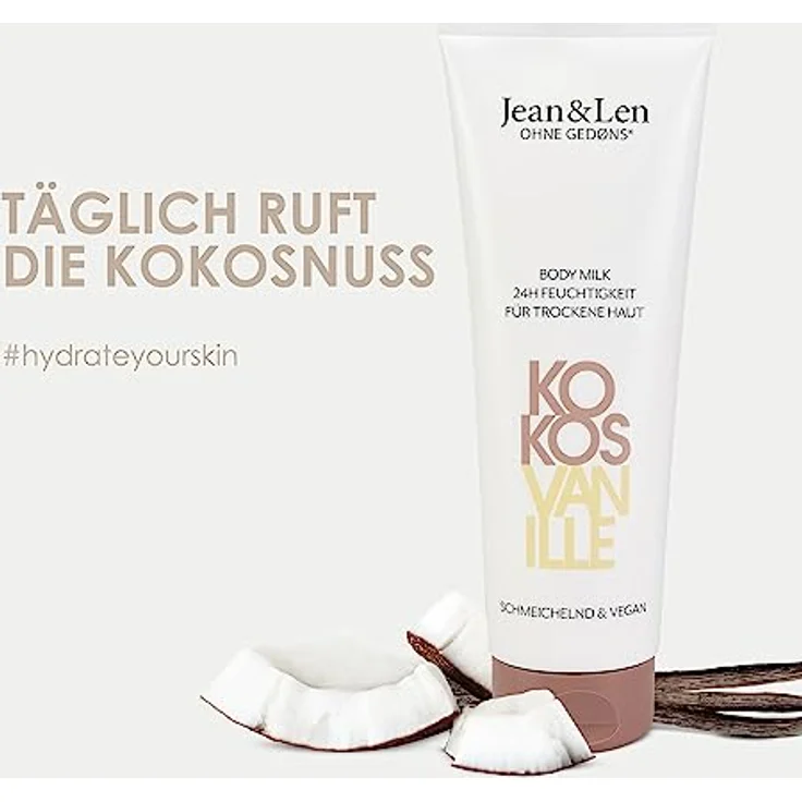 Jean&Len Shea & Supreme Hydration Feuchtigkeitsspende Body Milk, für trockene Haut, versorgt die Haut 24 Stunden mit Feuchtigkeit, cremige Textur, exotischer Duft, Körpermilch, ohne Parabene & Silikone, vegan, 250 ml – Bild 3