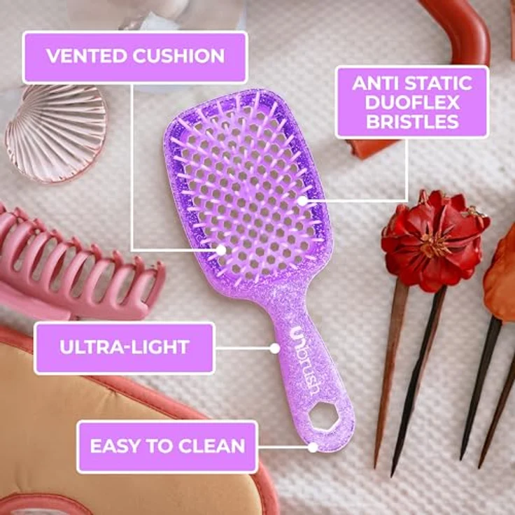 UNbrush Glitter Collection Detangling Hair Brush, Amethyst Detangler mit 105 Borsten für nasses und trockenes Haar, Unisex – Bild 6