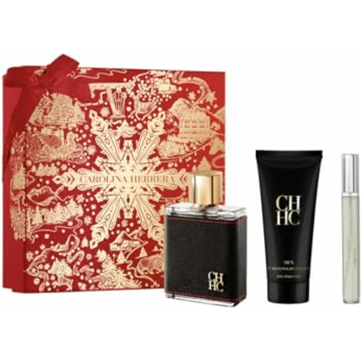 Carolina Herrera CH by Carolina Herrera for Men, 3-teiliges Geschenk-Set mit 3,4 oz EDT Spray, 0,34 oz EDT Spray (Mini) und 3,4 oz After-Shave Balm