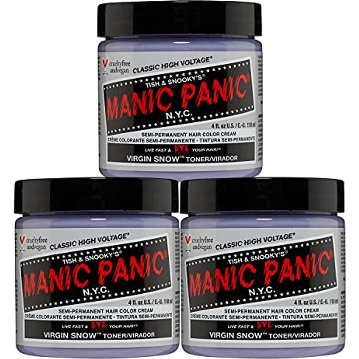 Manic Panic Virgin Snow Classic Creme, Vegan, Cruelty Free Hair Toner zur Eliminierung brassy Tones, 3 x 118ml