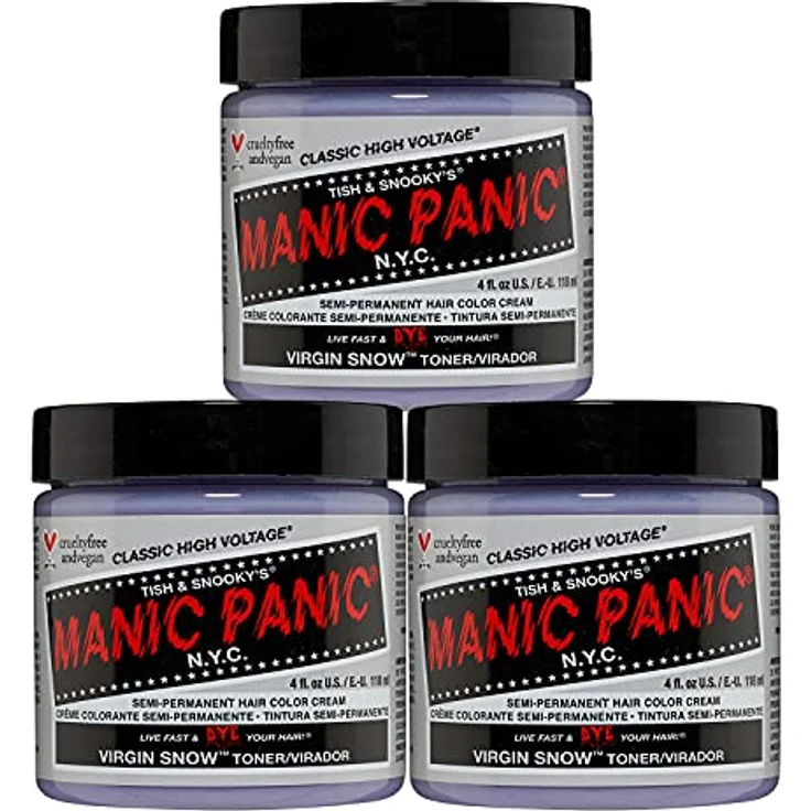 Manic Panic Virgin Snow Classic Creme, Vegan, Cruelty Free Hair Toner zur Eliminierung brassy Tones, 3 x 118ml – Bild 1
