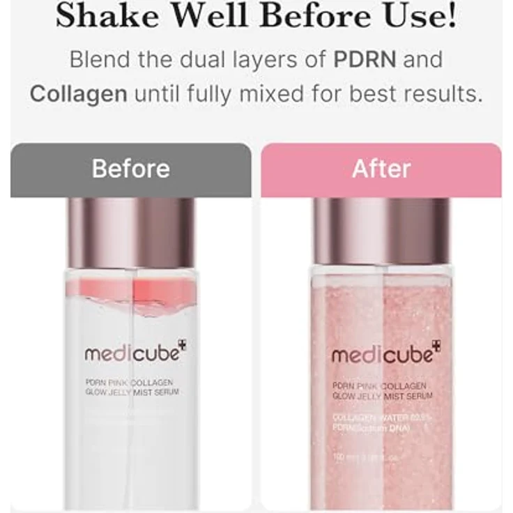 Medicube PDRN Pink Collagen Glow Jelly Mist Serum 100ml – Glow Jelly Mist Spray mit Niacinamide, Hyaluronsäure & Kollagen für intensive Hydration und strahlenden Glow – Bild 6
