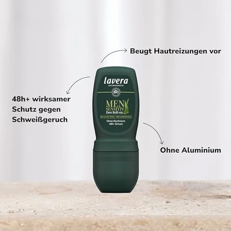 lavera Men sensitiv Deo Roll-On - 48 h Schutz - ohne Aluminium - zuverlässig bei Sport - vegan - Naturkosmetik - 50 ml, lavera – Bild 3