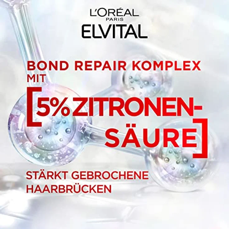 L'Oréal Paris Elvital Repair Shampoo für eine sanfte Reinigung, Mit Bond-Repair-Komplex und Zitronensäure, Für weniger Haarbruch und mehr Glanz, Sulfatfrei, Bond Repair, 1 x 200 ml – Bild 5