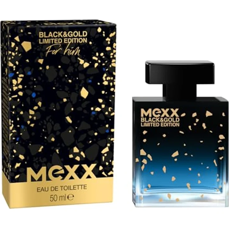 Mexx Black & Gold Limited Edition Man Eau de Toilette, holzig-fruchtiger Herrenduft, 50ml, langanhaltend und intensives Dufterlebnis – Bild 1