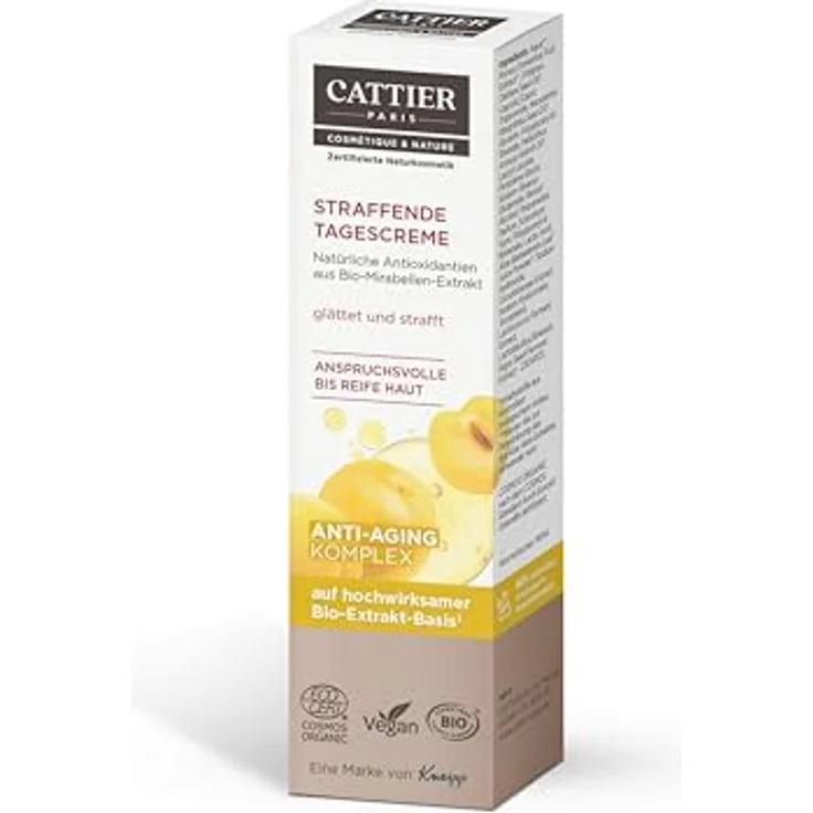 Cattier Straffende Tagescreme, Anti-Aging Gesichtscreme mit Bio-Mirabellen-Extrakt und Bio-Aloe Vera, 50 ml – Bild 3