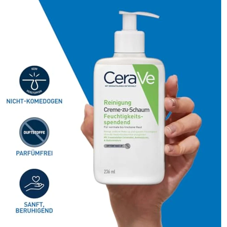 CeraVe Facial Cleansers Hydrating Cream-to-Foam Schäumende Reinigungscreme 236 ml für Frauen – Bild 3