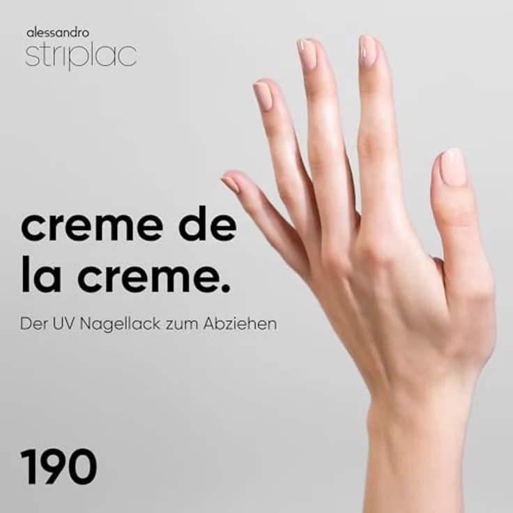 alessandro Striplac UV-Nagellack Creme de la Creme, Deckend & Kratzfest bis zu 15 Tage, Leichtes Auftragen, Schonende Abziehtechnologie, Vegan, Beige, 6,5ml – Bild 2