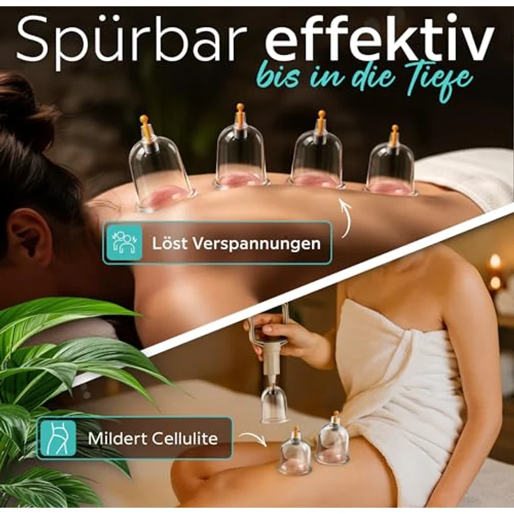 KURGLAS Massagegerät Schröpfgläser aus Kunststoff [14 Teilig], 14 Stück 14-tlg., Schröpfglas mit Vakuumpumpe & Faszienschaber, Schröpfset mit e-Book - Gegen Verspannungen & Cellulite, KURGLAS Massagegerät in 14-teiliger Ausführung – Bild 2