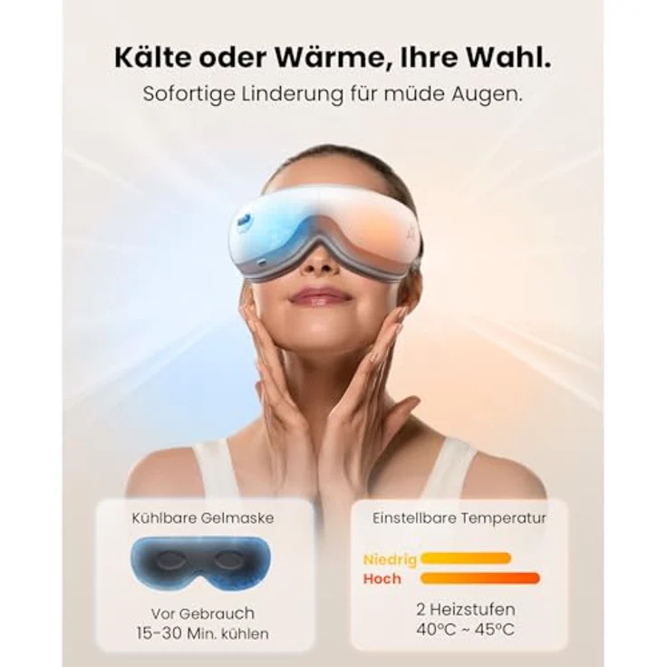 Bob and Brad Zero Pro, Leichtes, Geräuscharmes Augenmassagegerät mit Wärme, 5 Massagemodi, perfekt für Schlaf und Entspannung – Bild 4
