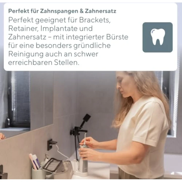 B.WELL TH-912, Orthodontische Düse mit integrierter Bürste, 2er Pack zur gründlichen Reinigung von Zahnspangen und Zahnersatz – Bild 3