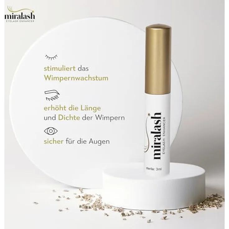 Miralash Wimpernserum 3 ml (1er Pack) - Conditioner für Wimpern, Serum zur Förderung von Wimpernwachstum und Wimpernverlängerung - Eyelashes Growth Serum mit natürlichen Inhaltsstoffen – Bild 2