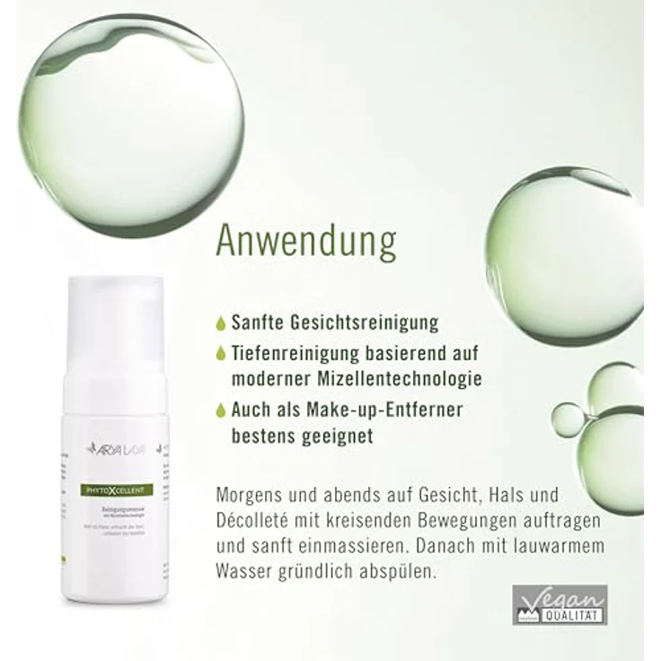 ARYA LAYA PhytoXcellent Reinigungsmousse, 100 ml - mit Mizellentechnologie: reinigt sanft & porentief, verfeinert das Hautbild, vegan – Bild 3