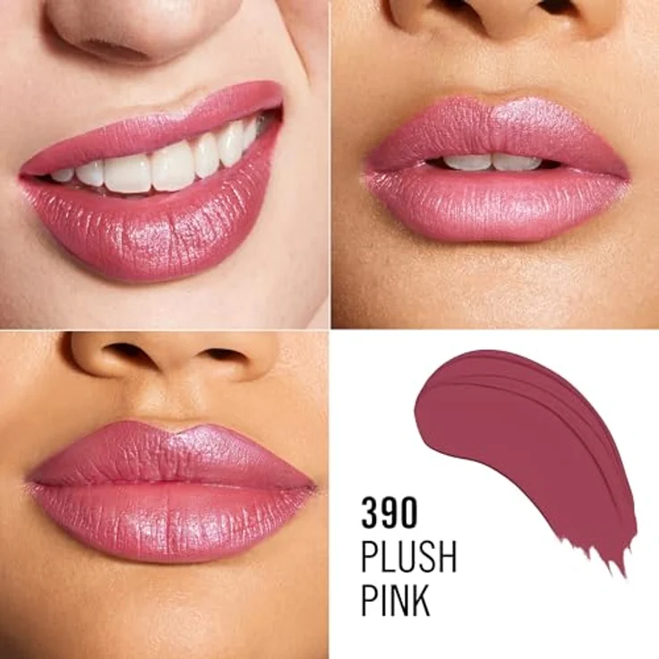 Rimmel London Lasting Finish, 390 Plush Pink, Satinlipstick, Langanhaltend, Satin Finish, Feuchtigkeitsspendend, Vegane Formel, 4 g – Bild 2