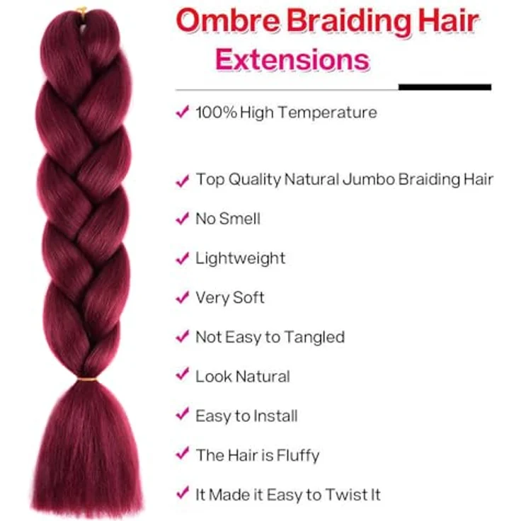 Shangxiu Jumbo Braid Kunsthaar, 24" (60cm) hitzebeständige Haarverlängerungen, 6 Stück, Yaki Textur, geeignet für diverse Flechtfrisuren – Bild 2