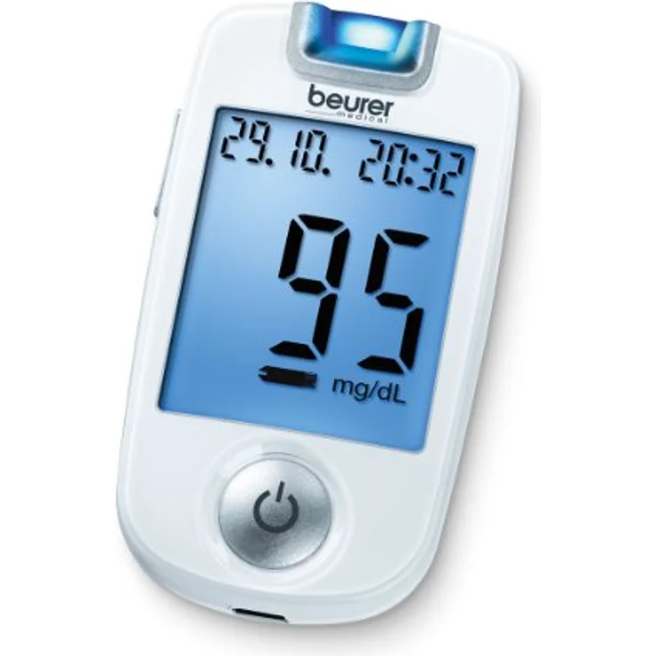 Beurer GL 40 Blutzuckermessgerät, weiß, klinisch getestet, beleuchteter Teststreifen-Einfuhrschacht, 480 Messwert-Speicherplätze, Starter-Set mit Stechhilfe und Teststreifen – Bild 2