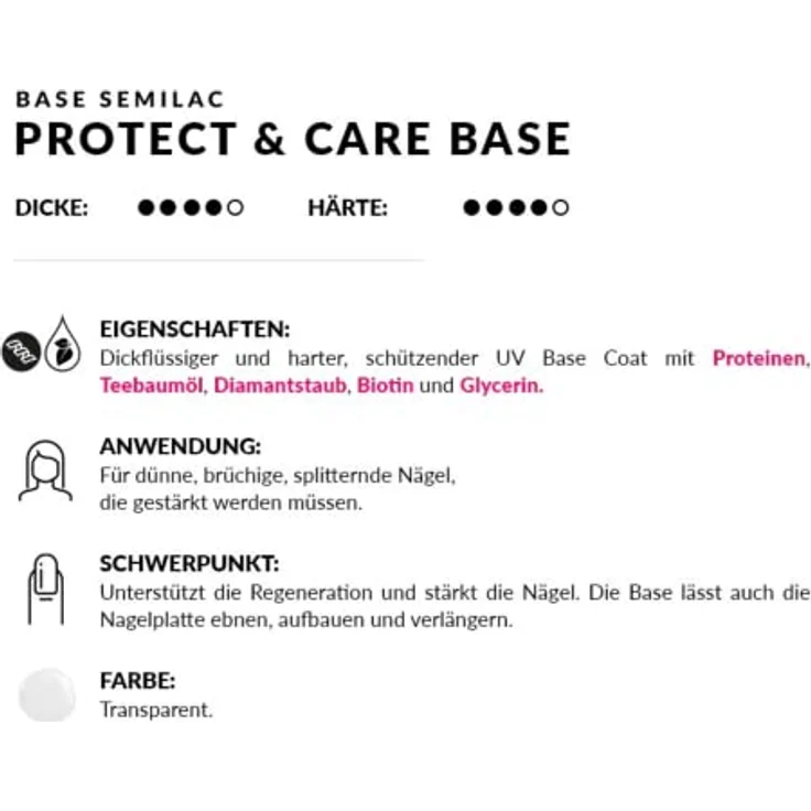 Semilac UV-Gel-Unterlack mit Teebaumöl und Protein für UV-Gel-Nagellack, schützt und pflegt die Nägel. Soak-Off-Formel. Ideal für private und professionelle Maniküre und Pediküre, 7 ml – Bild 2