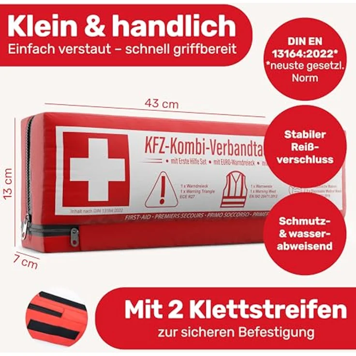 HELDENWERK Erste Hilfe Set Auto 3in1, Verbandskasten mit Warndreieck & Warnweste, EU Norm 2026 – Bild 5