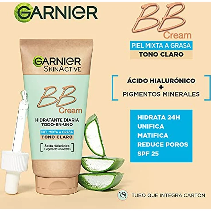Garnier SKINACTIVE BB CREAM piel mixta a grasa SPF25 50ml, Mattierende BB Cream für Mischhaut bis fettige Haut, LSF 25 – Bild 4