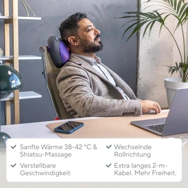 B.Well MED-420, Elektrisches Massagegerät mit Shiatsu-Funktion und Heizung, grau – Bild 7