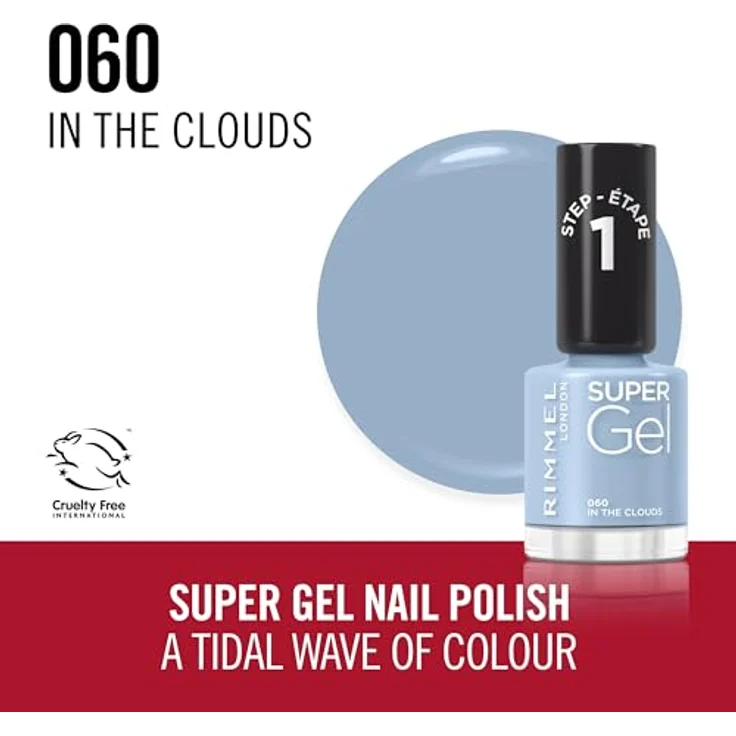 Rimmel London, Super Gel Nagellack, 060 In The Clouds, 12 ml - Gel-Maniküre in nur zwei Schritten, bis zu 14 Tage Farbe und Glanz – Bild 4