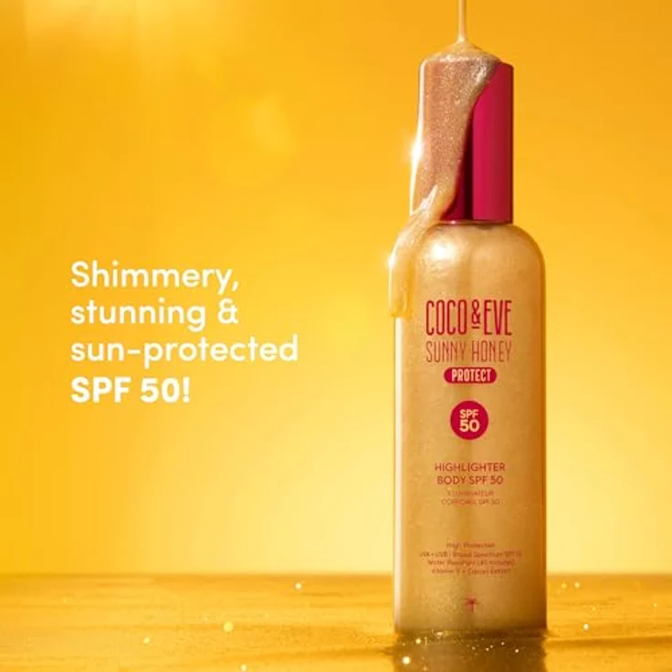 Coco & Eve Highlighter Body SPF 50, 150ml, mit sofortigem Bronzing-Effekt und tropischem Mango-Duft – Bild 4