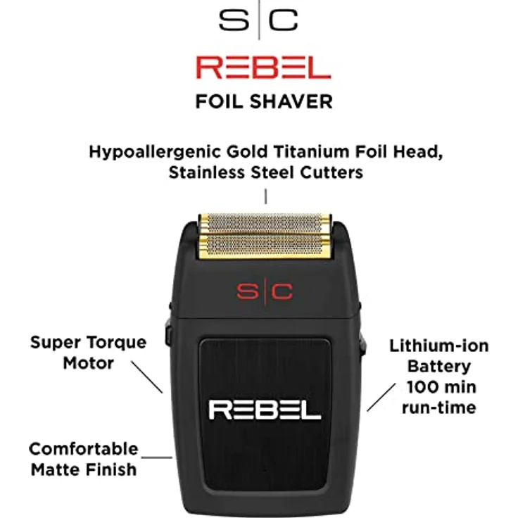 Stylecraft Shaver Rebel, Haarschneider mit Gold-Titan-Folien und 11.000 U/min. in Elegantes Schwarz – Bild 6
