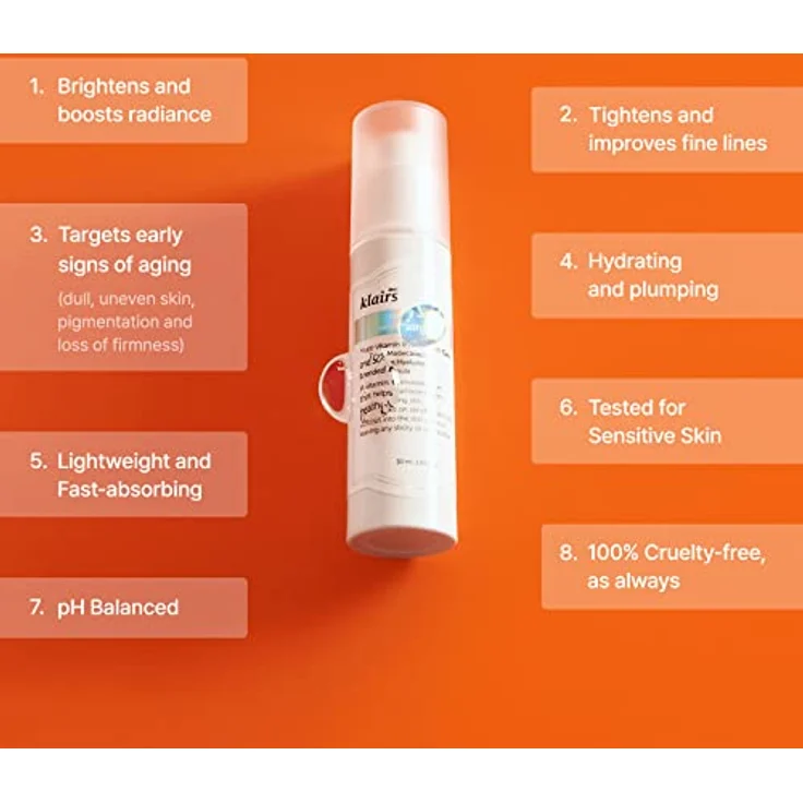 Dear Klairs Freshly Juiced Vitamin Charging Serum, Feuchtigkeitsserum mit Vitamin-C-Derivaten zur Revitalisierung und Auffrischung der Haut, 0,3 l – Bild 7