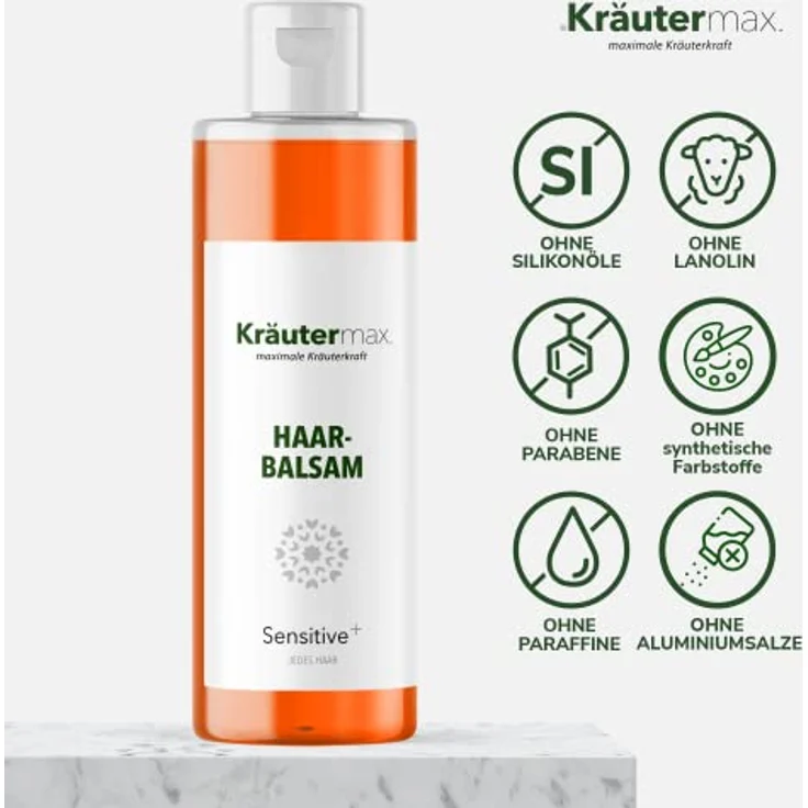Kräutermax Haarbalsam Naturkosmetik Sensitive ohne Silikon Spülung Conditioner Intensivpflege für mehr Glanz und Kämmbarkeit für jedes Haar geeignet 1 x 250 ml – Bild 2