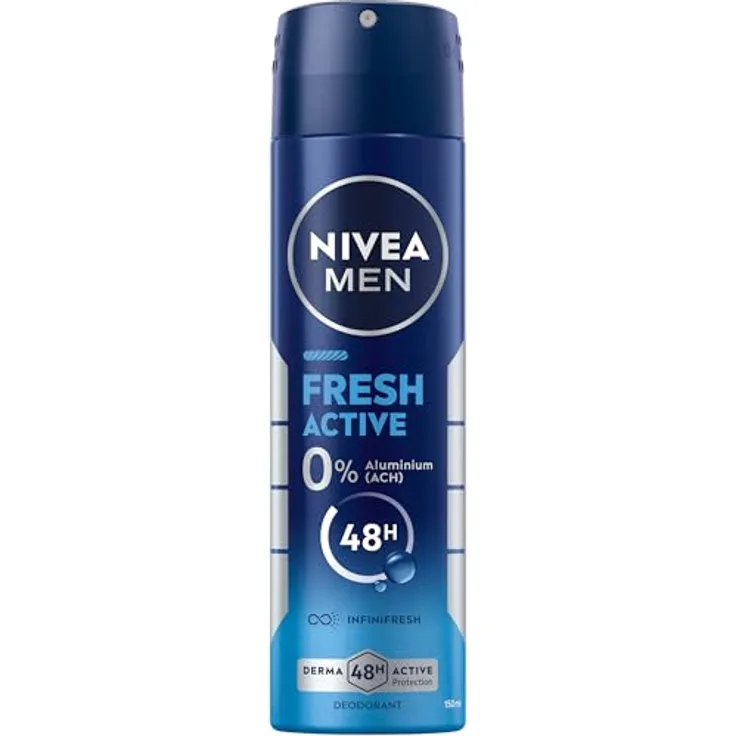 NIVEA MEN Fresh Active Deospray, aluminiumfreies Deodorant mit INFINIFRESH Formel für 48h Schutz, 150 ml, frischer Duft mit Meeresextrakten