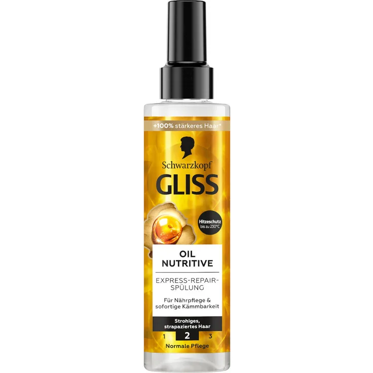 Henkel Gliss Kur Oil Nutritive Express-Repair-Spülung, 200ml, 6er Packung mit Aprikosenkernöl und Hydrolyzed Keratin
